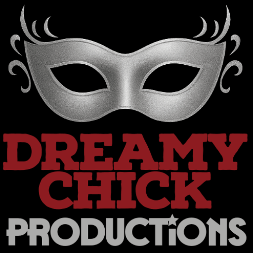 Dreamy Chick Productions logo featuring a silver masquerade mask above bold red and white text. Event company specializing in unique nightlife, themed parties, and immersive entertainment experiences in Rochester, NY
